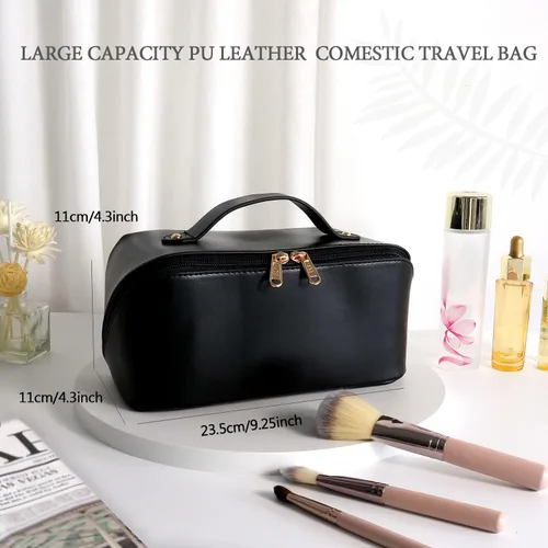 Miniatura 2 de MAMUNU - Bolsa de cosméticos de gran capacidad, bolsa de almacenamiento de cosméticos de viaje con asa, bolsa de cosméticos portátil con cremallera