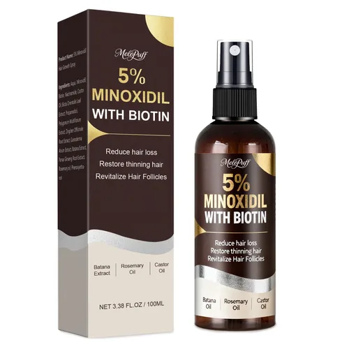 5% de minoxidil para hombres y mujeres, suero de biotina para crecimiento del cabello y crecimiento de barba con extracto de romero y batana,
