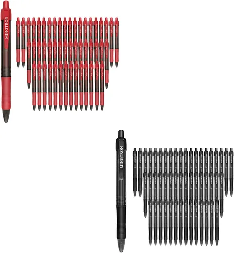 Bolígrafos de gel, paquete de 50 bolígrafos negros + 50 bolígrafos rojos de punta fina, bolígrafos de tinta sin manchas para mano izquierda,