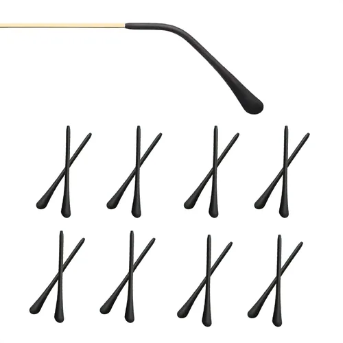 8 pares de puntas negras de silicona antideslizantes para las orejas, fundas de tubo, puntas de repuesto suaves para lentes de sol con cable fino