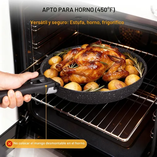Miniatura 8 de Ammeloo Juego de 21 piezas de ollas y sartenes antiadherentes, juego de utensilios de cocina de cerámica con mango desmontable, juego de cocina