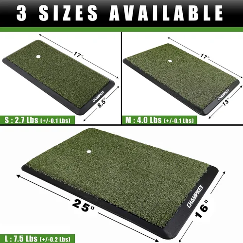 Miniatura 8 de CHAMPKEY Premium Synthetic Turf Golf Hitting Mat Heavy Duty Rubber Base Golf Practice Mat Come with 1 Rubber Tee and 9 Plastic Tees