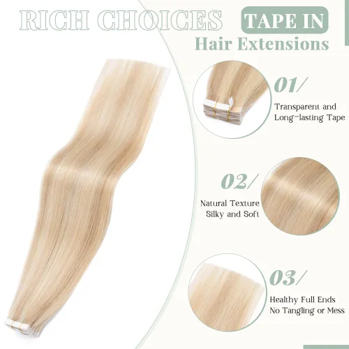 Miniatura 2 de Rich Choices Extensiones de cabello humano con cinta, 40 unidades, 3.53 oz, 100% Remy, extensiones de cabello humano real, extensiones de cabello