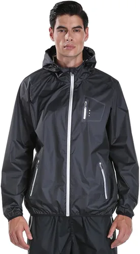 Miniatura 11 de Red Plume Chaqueta de sauna para hombre, sudadera deportiva al aire libre, sudadera con capucha y cremallera para hombre, chaqueta de manga larga