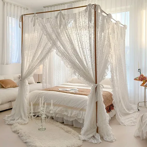 Miniatura 11 de Obokidly Oldshools - Mosquitera de encaje retro estilo moderno para niñas, adultos, mujeres, cama Queen King Cal