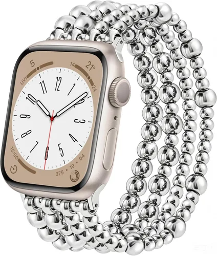 Miniatura 20 de AIRSPO Pulseras de cuentas compatibles con Apple Watch Band de 38, 40, 41, 42, 44 y 45 mm, hechas a mano, para series SE 8, 7, 6, 5, 4, 3, 2, 1