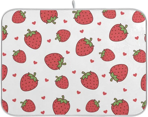 Miniatura 16 de Tapete de secado de platos de flores de fondo negro para encimera de cocina de 18 x 24 pulgadas, tapete de microfibra absorbente, tapete de secado