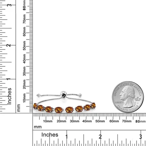 Miniatura 67 de Gem Stone King Pulsera de plata de ley 925 con piedra natal ovalada de 0.276 x 0.197 in para mujer, totalmente ajustable hasta 9 pulgadas