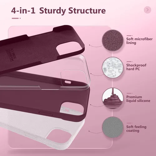 Miniatura 825 de GONEZ Funda de silicona para iPhone 15 Pro Max, compatible con Magsafe, protector de cámara + protector de pantalla, forro de microfibra suave