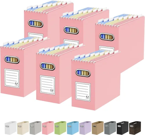 Caja organizadora de archivos de cartón Oterri para carpetas de archivos colgantes tamaño carta, caja de archivos para escritorio de computadora,