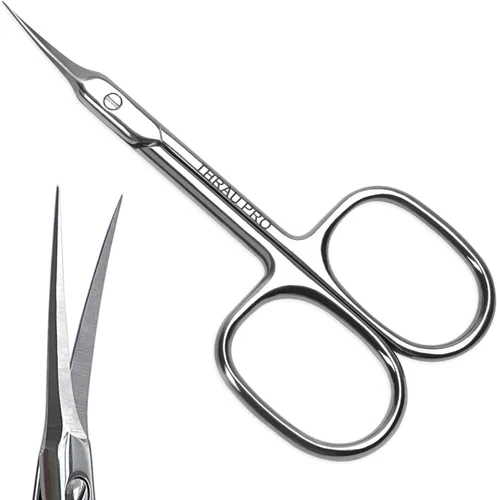 THRAU Tijeras de cutícula extrafinas para mujeres y hombres, acero inoxidable profesional con punta puntiaguda precisa, cuchillas de aseo, manicura,