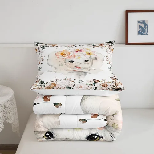Miniatura 5 de Erosebridal Lindo juego de edredón con diseño de gatos, ropa de cama con temática de animales, edredón y juegos de ropa de cama de flores coloridas