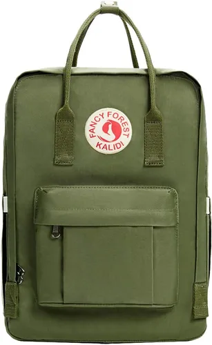 KALIDI Mochila casual para laptop de 15 pulgadas, mochila clásica para campamento, viajes, exteriores, cuadrada, mochila para universidad, Verde