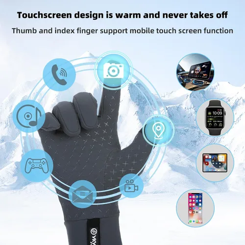 Miniatura 5 de YKYWBIKE Guantes de ciclismo de invierno para hombres y mujeres, guantes de bicicleta acolchados para pantalla táctil, resistentes al agua