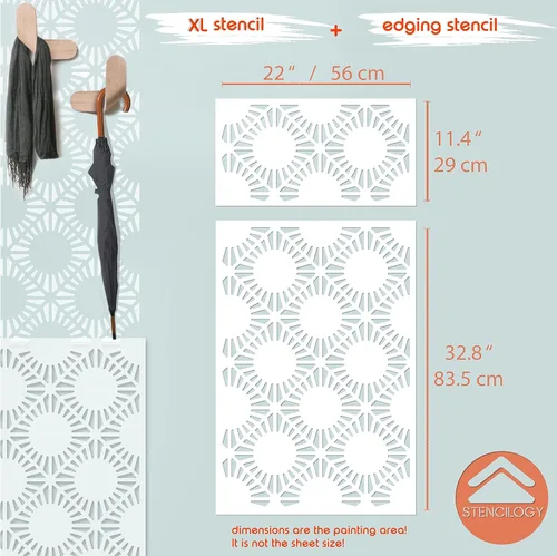 Miniatura 2 de STENCILOGY® / ARNO - Plantilla de pared XL de 24 "x 35", plantillas de pared grandes para pintar, Plantillas para paredes, Plantilla de pared