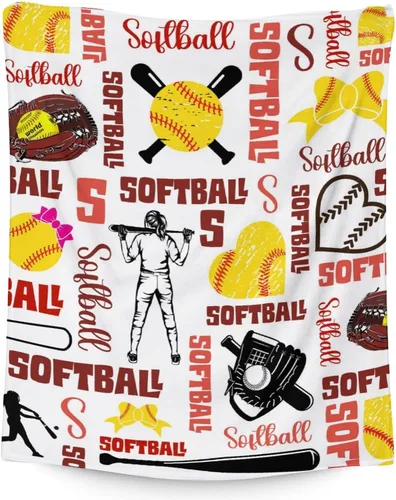 Miniatura 20 de COZYAURA Manta de sóftbol, regalos de equipo de sóftbol para niñas, mujeres y jugadores, 30 x 40 pulgadas, acogedoras mantas mullidas para sofá