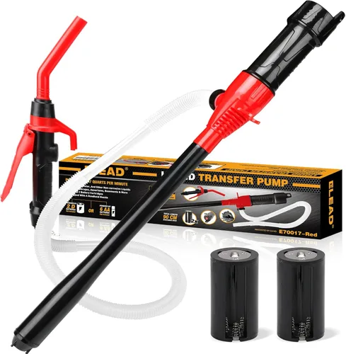 Miniatura 10 de ELEAD Bomba portátil con batería - Bomba eléctrica de transferencia de combustible/agua 2.4 GPM, bomba de sifón líquido con control de flujo