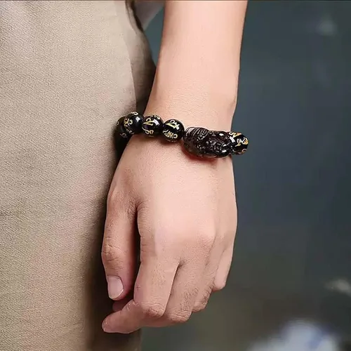 Miniatura 46 de Pulsera de obsidiana negra, pulsera de obsidiana negra Feng Shui para mujeres y hombres, pulsera elástica de obsidiana con piedra de ojo de tigre