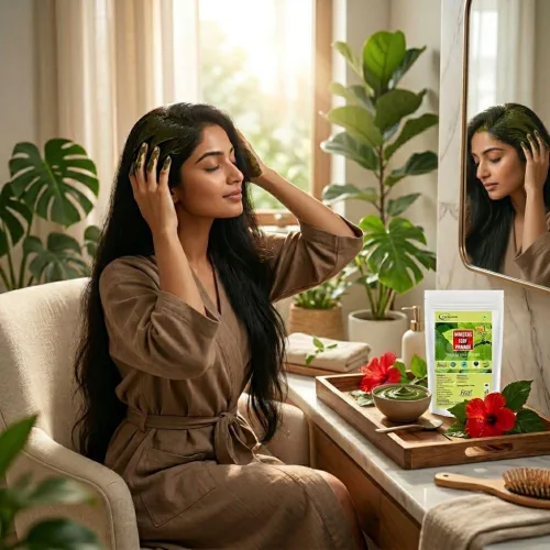 Miniatura 8 de Neotea Polvo de hoja de hibisco Sembaruthi Ilai Tratamiento natural de caída del cabello, promueve el crecimiento del cabello, lavado de cabello