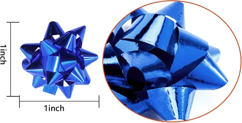 Miniatura 2 de Iceyyyy 100 mini lazos de regalo de estrella metálica azul de 1 pulgada, pequeños lazos adhesivos para decoración de fiestas de Navidad, decoración
