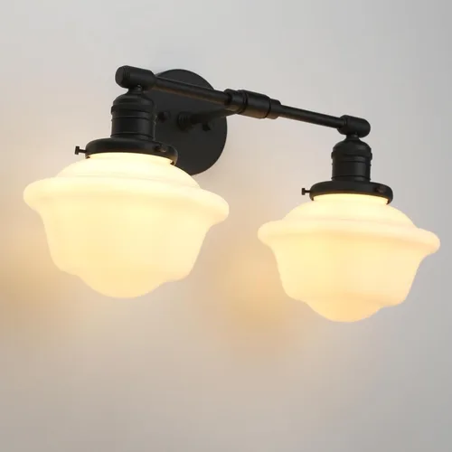 Miniatura 9 de Pathson 2-Lights Milk White Glass Wall Sconce Lights, Modern Classic Wall Vanity Lighting for Living Room Bathroom Bedroom