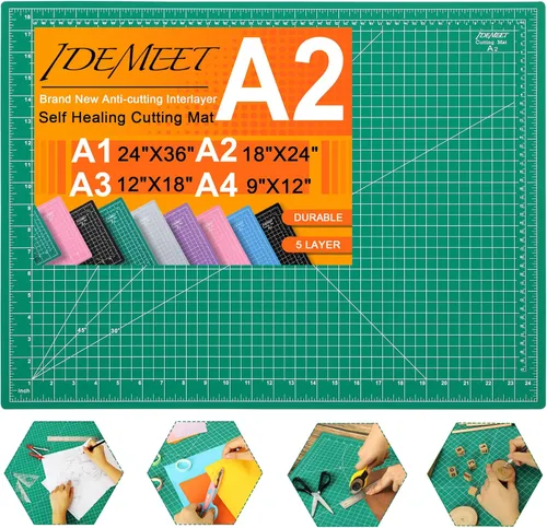 Miniatura 18 de Estera de corte autocurativa de 9"x12" de densidad mejorada, alfombrilla de corte rotatoria Idemeet para manualidades, protector de mesa de 5 capas