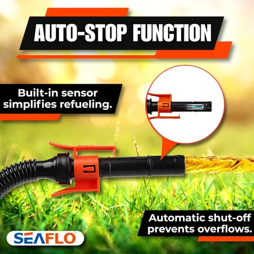 Miniatura 5 de SEAFLO Bomba Automática de Transferencia de Combustible, Flujo de 2.4 GPM, Sensor de Parada Automática, Manguera de Descarga Larga, Bomba Portátil