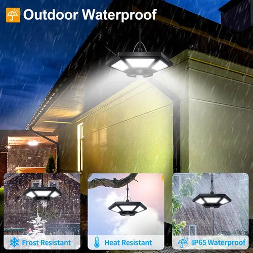 Miniatura 6 de AEQ - Luz solar de cobertizo para interiores y exteriores, funciona durante el día con control remoto, iluminación de 360°, impermeable, luces