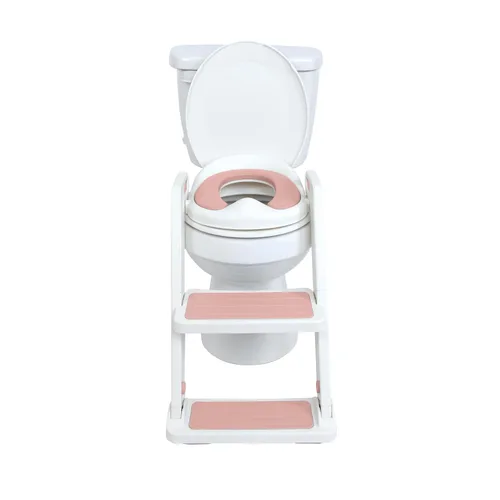 Miniatura 7 de Nuby Step Ladder - Asiento de inodoro para niños pequeños, asiento de inodoro todo en uno con escalera para niños de 18 meses en adelante, color rosa