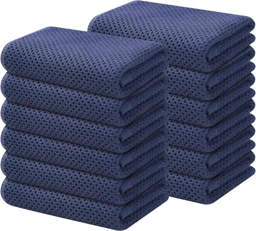 Miniatura 55 de Kitinjoy - Paños de cocina de 100 % algodón, tela de tejido gofrado, paño de limpieza ultrasuave, absorbente y de secado rápido. Gris Oscuro