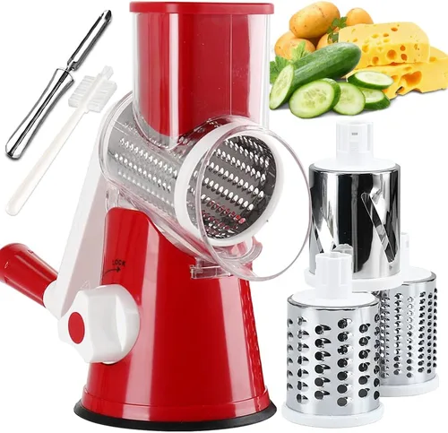 Miniatura 7 de Rallador rotativo de queso con asa, triturador de verduras, rebanador redondo de cocina, rallador de mandolina para verduras, nueces, chocolate