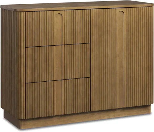 Miniatura 9 de Teamson Home Aparador de estilo escandinavo de 42 pulgadas de ancho con 3 cajones, 1 puerta y estante ajustable, marco de madera maciza, para abrir