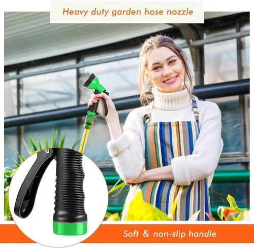 Miniatura 6 de 8 piezas de boquilla de manguera de jardín, 10 patrones de riego ajustables, pistola de agua de alta presión resistente para regar plantas, lavar