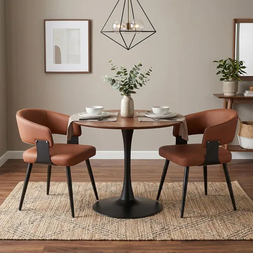 Miniatura 10 de Dining Chairs Set of 2, Modern Upholstered Faux Leather Kitchen Chairs with Curved Back, Easy to Assemble & Clean for Dining Room, Restaurant, Cafe