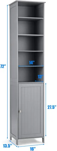 Miniatura 3 de GLACER Gabinete de almacenamiento de 72 pulgadas de alto, gabinete de piso de baño con estantes ajustables, gabinete de almacenamiento estrecho que