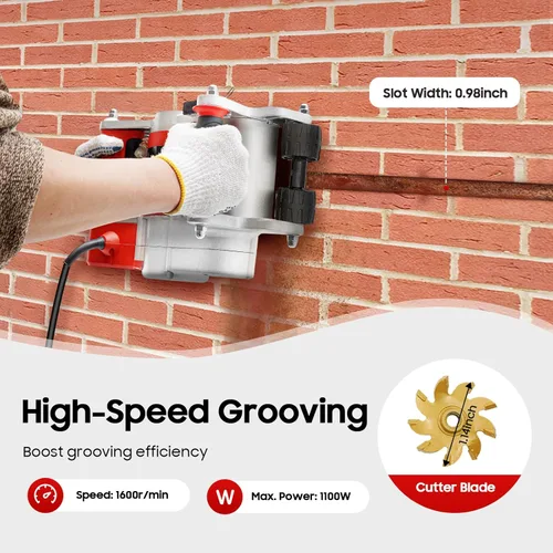 110V 1100W 2000RPM Canales Cortador de Hormigón Cortadora de Pared Chaser Máquina ranuradora para cortar ranurar ranuras de hormigón de mármol