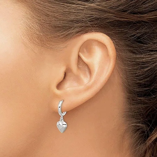Miniatura 3 de Auriga Fine Jewelry Aretes de aro colgantes de plata de ley 925 con corazón abombado (L-0.984in, W-0.984in), regalo para mujer, Metal, No es una