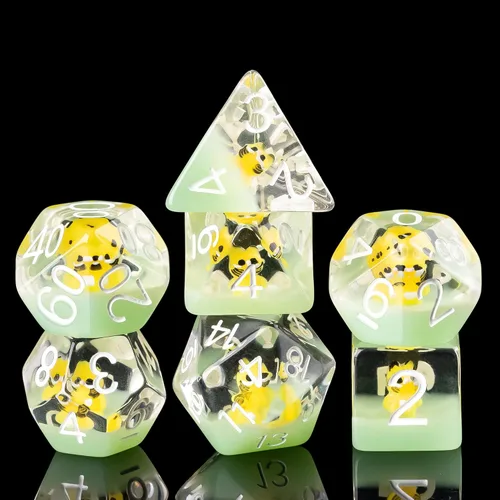 Miniatura 17 de Cusdie Dados DND de 7 troqueles, juego de dados poliédricos rellenos de animales, para juegos de rol, dados D&D (perro gris)