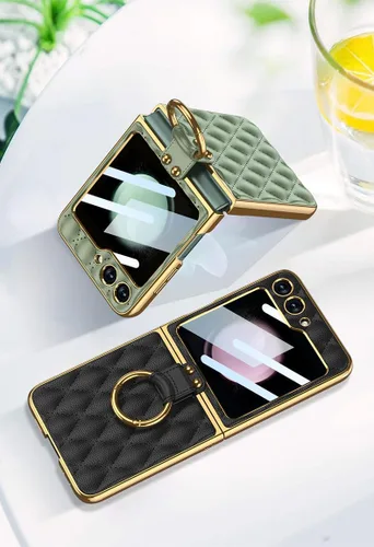 Miniatura 6 de SHIEID Z Flip 5 - Funda para Samsung Galaxy Z Flip 5 con anillo para teléfono, forro de esponja y diseño en forma de diamante para Samsung Galaxy Z