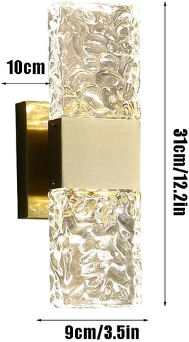 Miniatura 7 de Modernos apliques de pared de cristal, lámpara de pared con acabado de color dorado mate, iluminación de pared de cristal con pantalla de vidrio