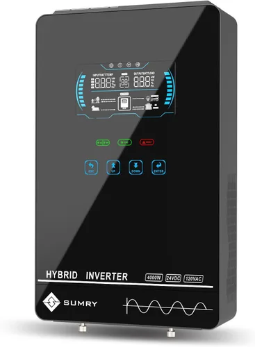 Miniatura 8 de Inversor y Cargador Solar SUMRY, 3600W CC 24V a CA 110V Convertidor de Voltaje Híbrido con Controlador de Carga MPPT de 120A, Energía Pura de Onda