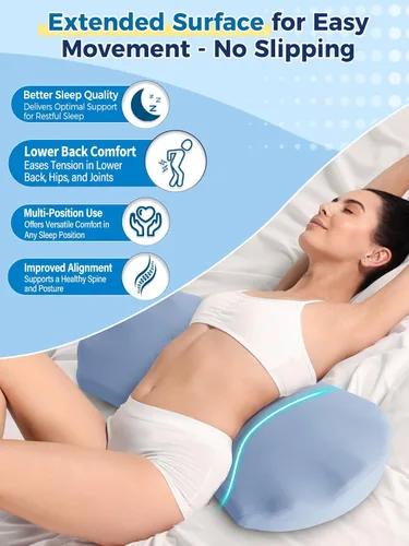 Miniatura 2 de Almohada de apoyo lumbar para dormir – Almohada de espuma viscoelástica para la parte inferior de la espalda para la cama para aliviar el dolor