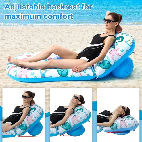 Miniatura 4 de Paquete de 2 flotadores de piscina para adultos, flotadores de piscina Instaywell con respaldo ajustable, balsas flotantes, hamaca de agua