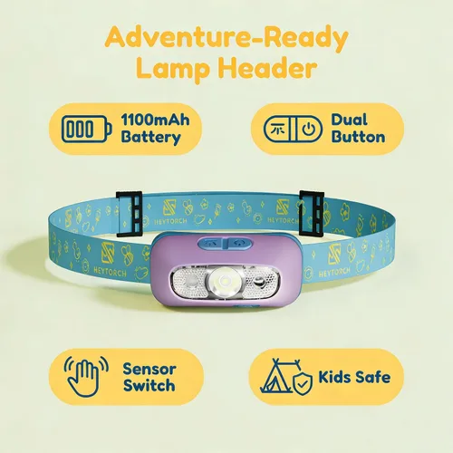 Miniatura 5 de Juego de luces de campamento para niños, linterna recargable y linterna frontal con sensor de movimiento con carga USB-C, luz nocturna regulable