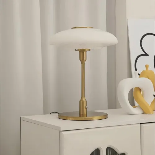 Miniatura 2 de Lámpara de mesa moderna de metal y vidrio, lámpara de mesa decorativa, lámpara de mesa para sala de estar, dormitorio, sala de estudio, 12.6 x 16.5