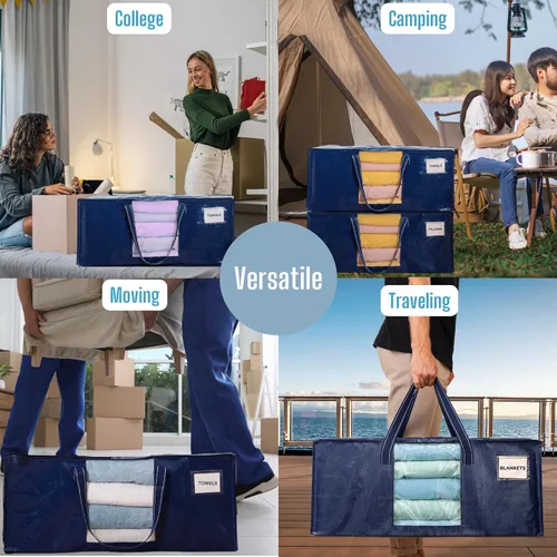 Miniatura 7 de VENO Paquete de 6 bolsas de mudanza resistentes, bolsas de embalaje con ventana transparente, alternativa a las cajas de mudanza, contenedores