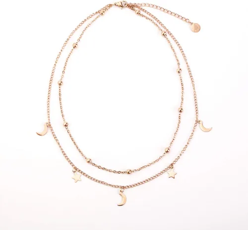 Miniatura 4 de Collar con dije de estrella y luna, gargantilla con cadena escalonada para mujeres