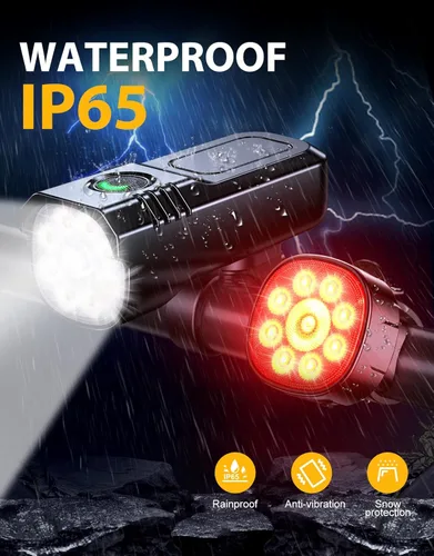 Miniatura 5 de Zewdov Super Bright Bike Lights for Night Riding, Adjustable Modes Bicycle Lights Front and Rear, Rechargeable & IP65 Waterproof Bike Headlight and