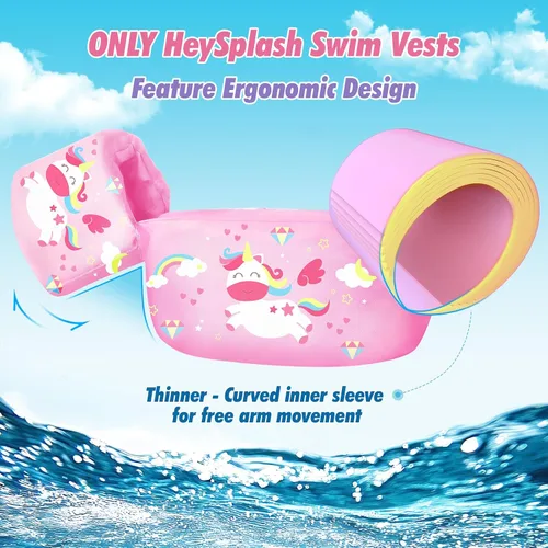 Miniatura 2 de HeySplash Chaleco de Natación para Niños, Flotadores de Piscina para Niños Pequeños, Chaleco de Natación para Niños con Correa Ajustable, Chaqueta