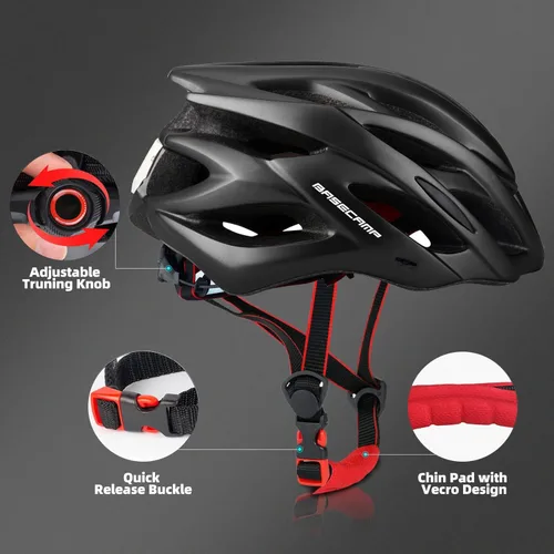 Miniatura 9 de Basecamp Casco de bicicleta para mujeres y hombres con luz LED de seguridad extraíble, visera solar, casco de bicicleta ligero, ajustable, Negro